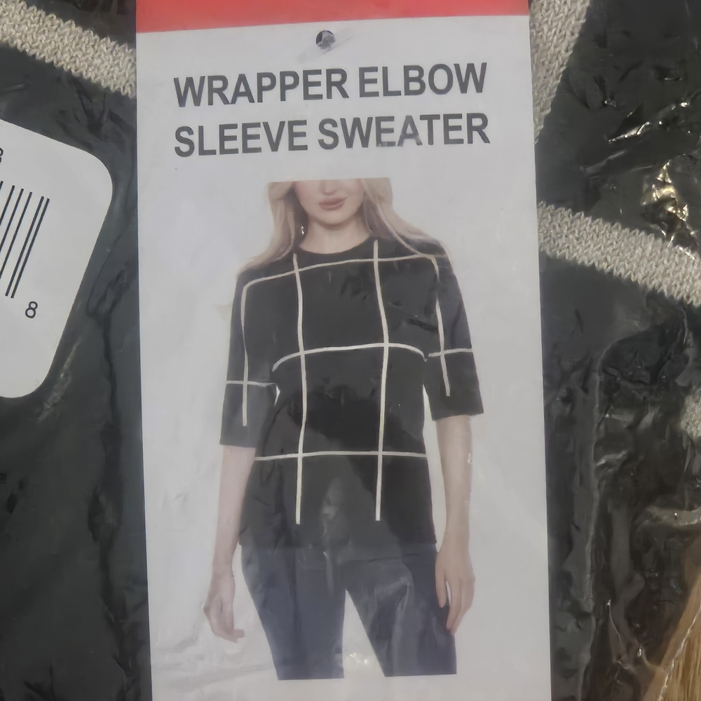 Black and White Elbow Sleeve Sweater